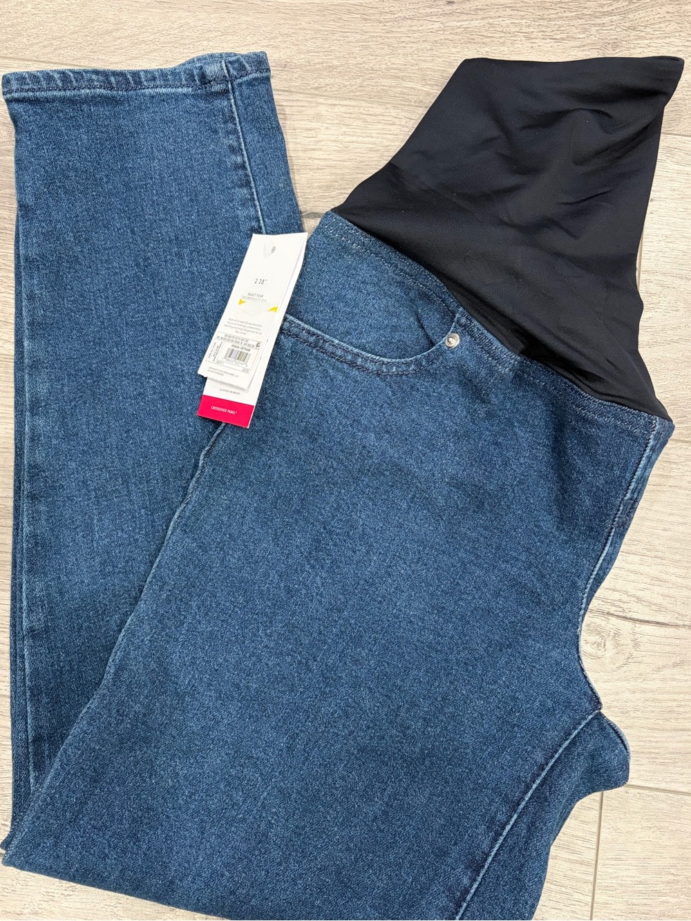Ingrid & Isabel Blue Straight Leg Maternity Jeans with Black Panel